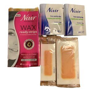 Nair Wax Ready-Strips 40 Pack For Face & Bikini With 4 Post-Wipes